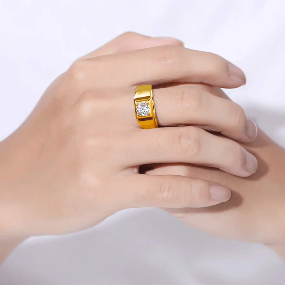 Bague Ishtar Bellona Métal Plaqué Or 18 Carats - Diamant Moissanite 1 Carat 💎