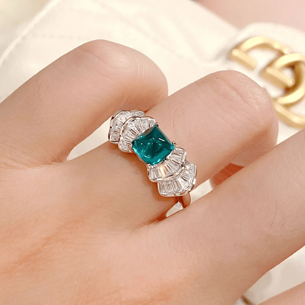 Bague Cocktail Perle De Forêt En Cristal - Vert D'Éclat 🟩