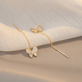 Boucles d'oreilles Papillon pendante Plaqué Or 18cts ou Argent Loriele™