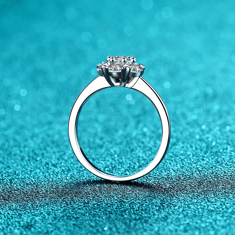Bague Solitaire Magie Florale En Argent Sterling 925 - Diamant Moissanite 1 Carat 💎Loriele™