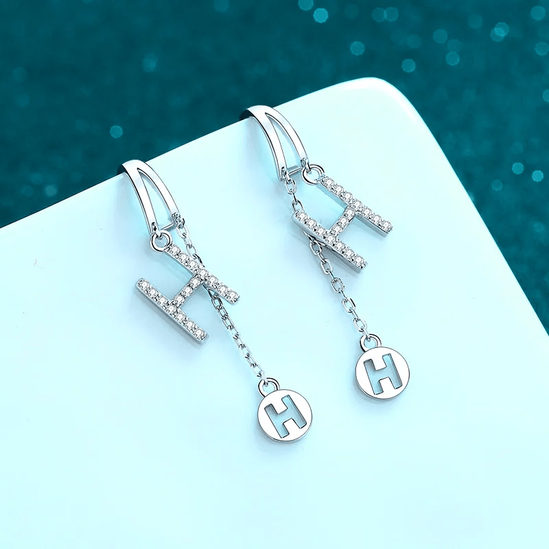 Boucles d'oreilles pendante H en Argent Sterling 925 Loriele™