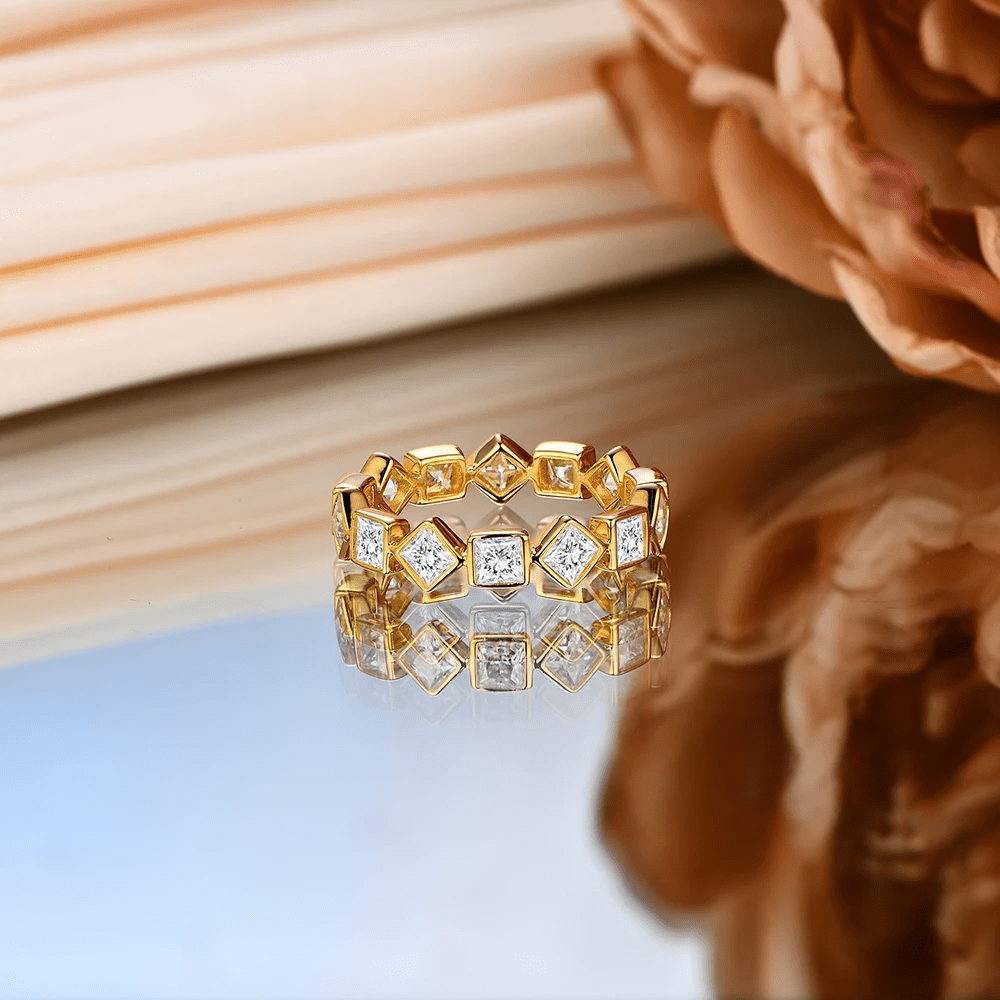 LORIELE - Anneaux Radiantia Caeli en Or 18K - Diamant Moissanite 1 Carat 💎