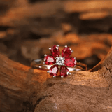 Bague Fleure De Ruby Ecarlate - Crystal Swarovski 🌺💎