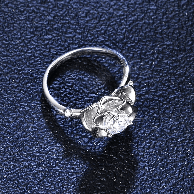 LORIELE - Bague Rose Étoilée en Argent Sterling 925 - Diamant Moissanite 1 Carat 💎