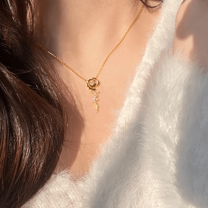 Collier Or Rose Floramantis 18ct - Diamant Moissanite 1 Carats💎Loriele™