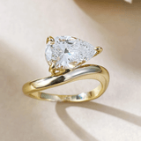 Bague Valse Dorée Arabesque Plaqué Or jaune 18cts- Diamant Moissanite 2 Carats 💎