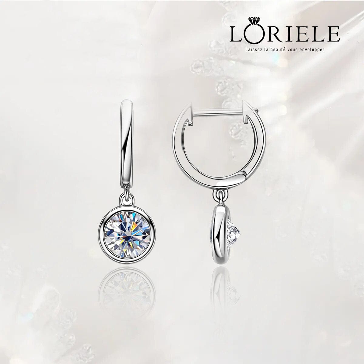 Boucles d'oreillesGlobe Éblouissant En Argent Sterling- Diamant Moissanite 1 Carat 💎