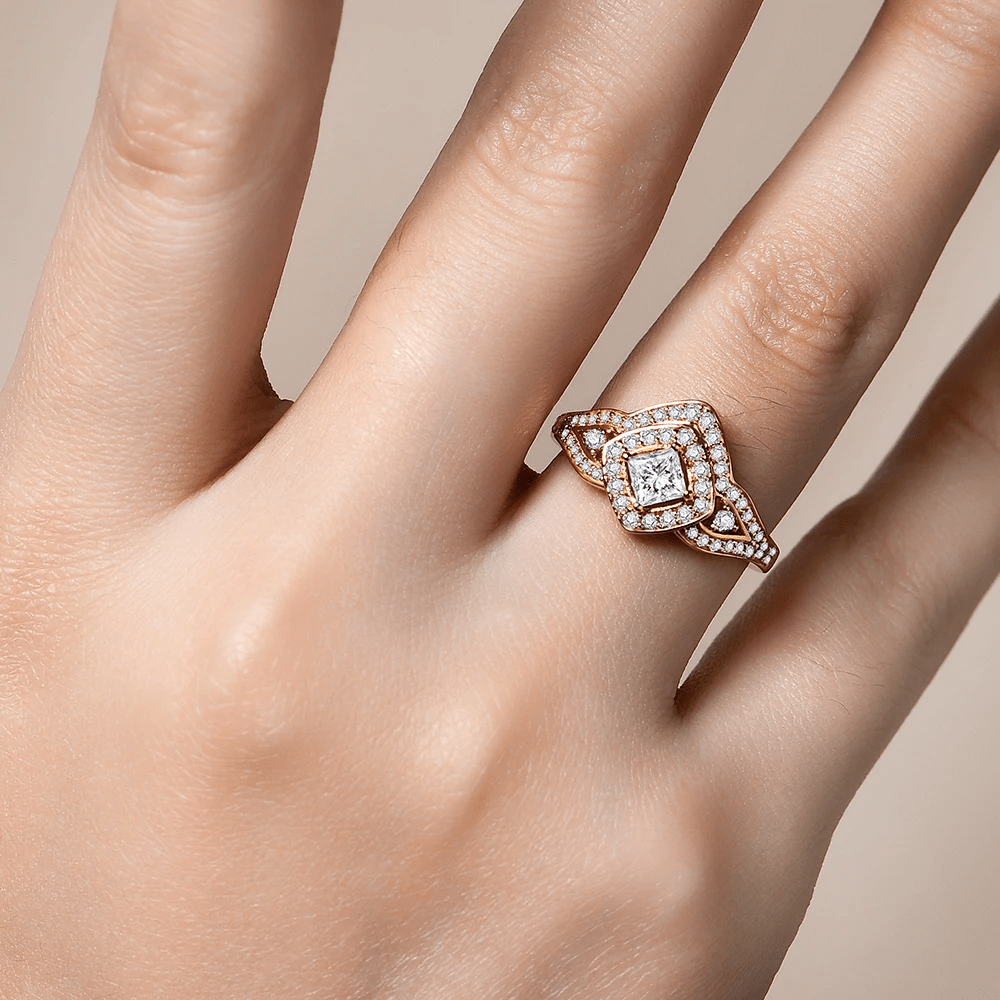 LORIELE - Bague de Fiançailles Solis Splendor Plaqué Or 18 Carats - Diamant Moissanite 1 Carat 💎