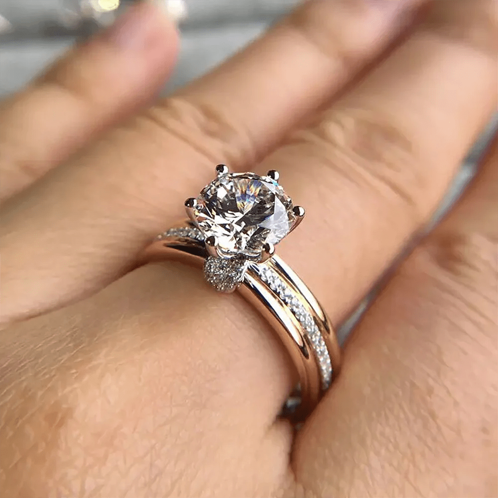 Bague solitaire Athéna Plaqué Or & Argent 925- Diamant Moissanite 1 Carat 💎