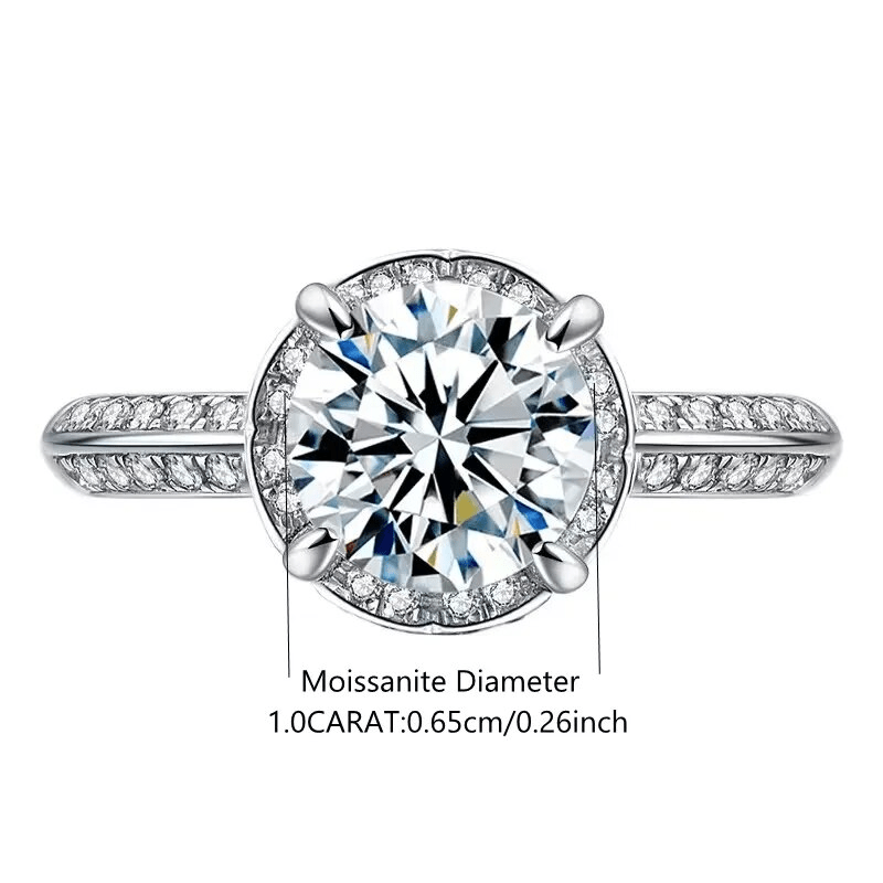 Bague Solitaire pavé Éclat d'Aphrodite Argent Sterling 925 - Diamant Moissanite 1 Carat 💎