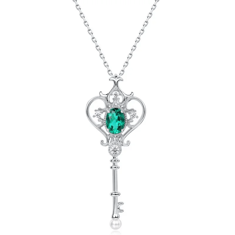 Collier Clé Secret d’Avaline en Argent Sterling 925 - Émeraude 1 Carat ❇️