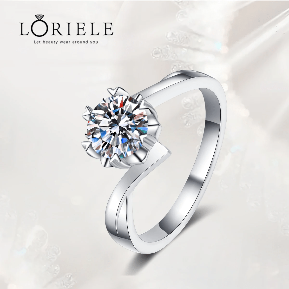 Bague Solitaire Torsion de Lueur Azurée En Argent Sterling 925 - Diamant Moissanite 1 Carat 💎Loriele™