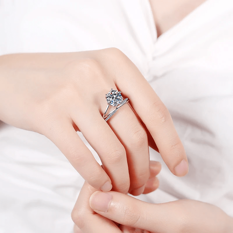 Bague de l'Exil Solitaire En Argent Sterling 925 - Diamant Moissanite 1 Carat 💎Loriele™