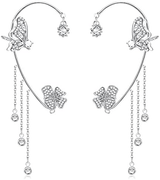 Clips d’oreilles Papillon à fleur pendante 🌺🦋 - Zircone Cubique 💎 x2