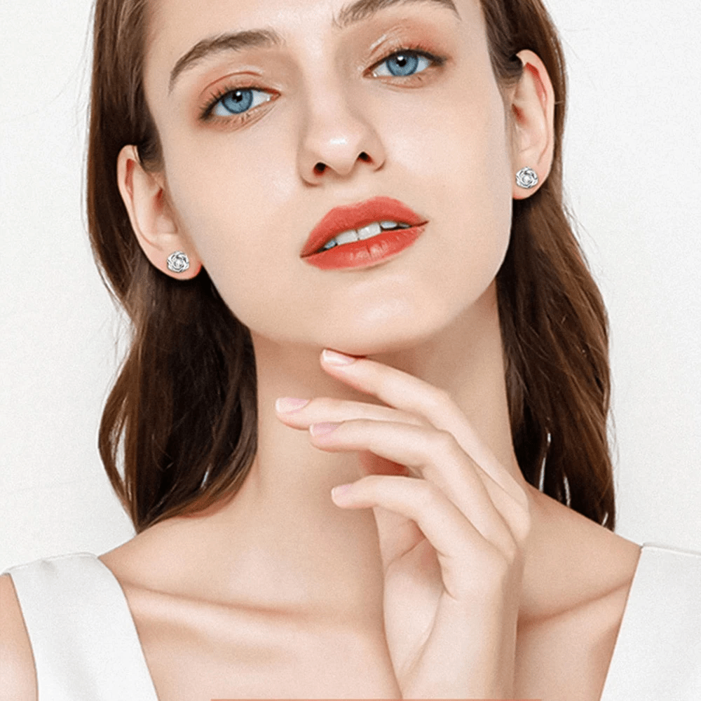 Boucles d'oreilles Rose des Sables Or Rose 18ct- Diamant Moissanite 1 Carat 💎