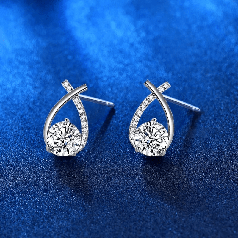 Boucles d'oreilles queue de sirène Plaqué or - Diamant Moissanite 1 Carat 💎