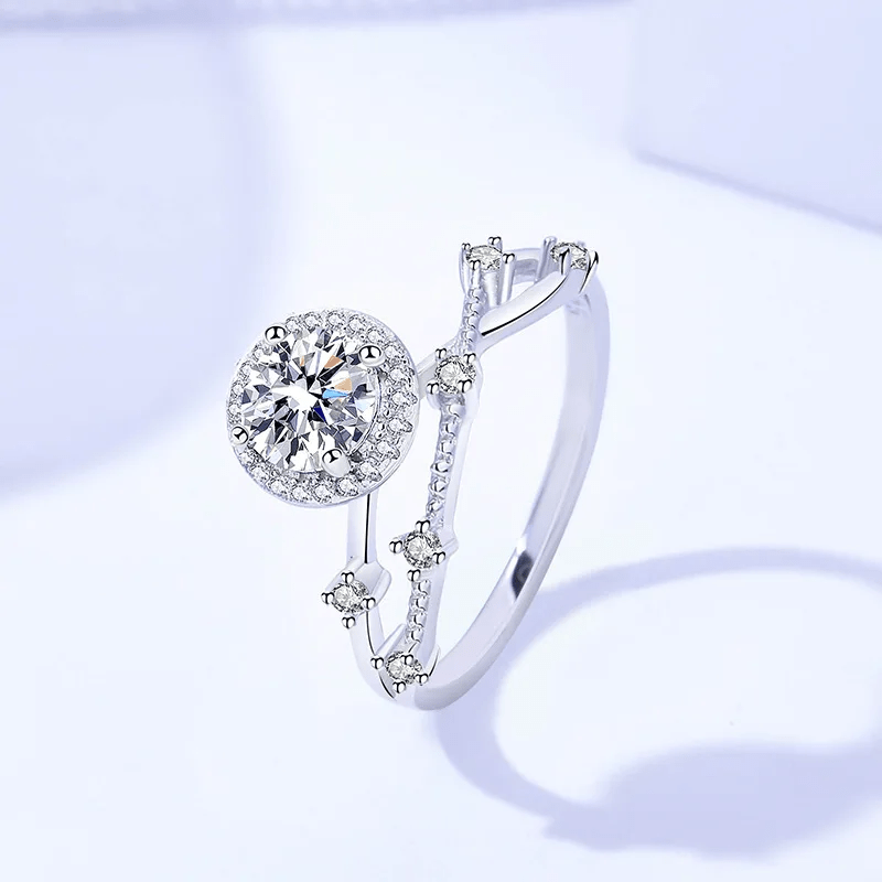 Bague Solitaire Constellation En Argent Sterling 925 - Diamant Moissanite 1 Carat 💎
