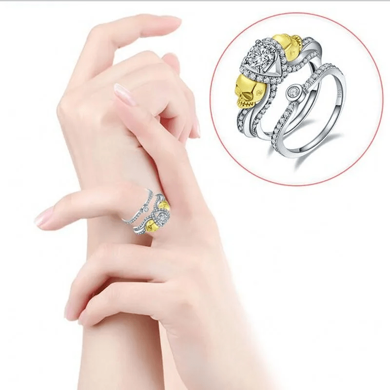 Ensembles de bagues Étreinte du Crâne Argent sterling 925 - Diamant Moissanite 1 Carat 💎