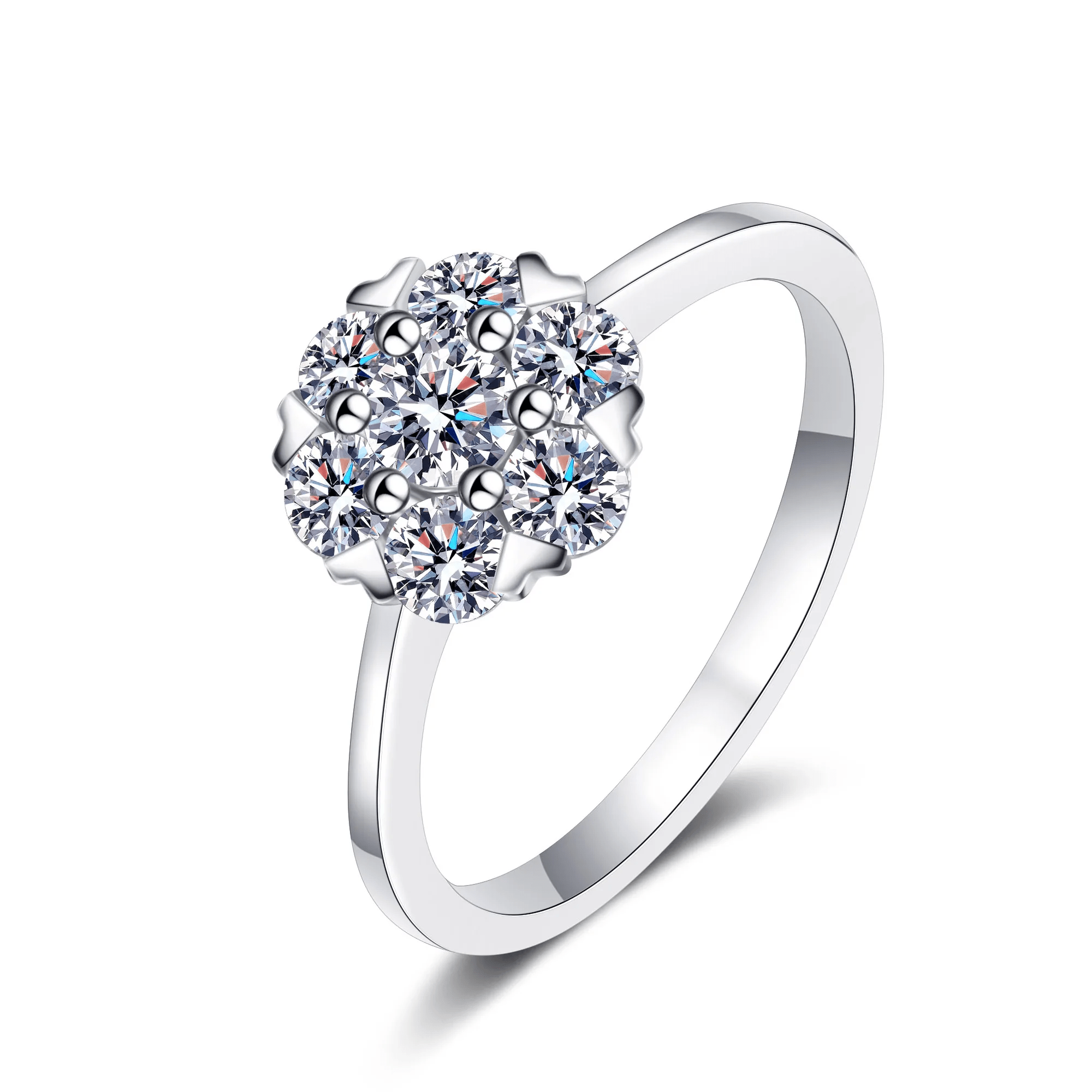 Bague Solitaire Magie Florale En Argent Sterling 925 - Diamant Moissanite 1 Carat 💎Loriele™