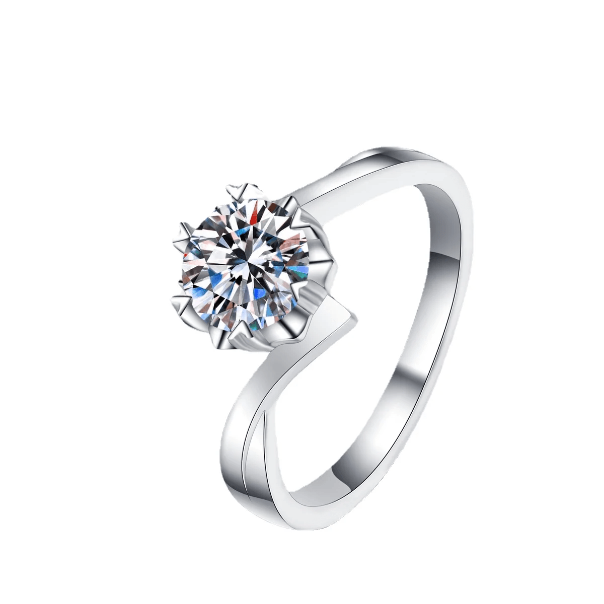 Bague Solitaire Torsion de Lueur Azurée En Argent Sterling 925 - Diamant Moissanite 1 Carat 💎Loriele™