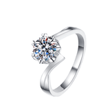 Bague Solitaire Torsion de Lueur Azurée En Argent Sterling 925 - Diamant Moissanite 1 Carat 💎Loriele™