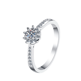 Bague Solitaire Étincelle Florale En Argent Sterling 925 - Diamant Moissanite 1 Carat 💎Loriele™