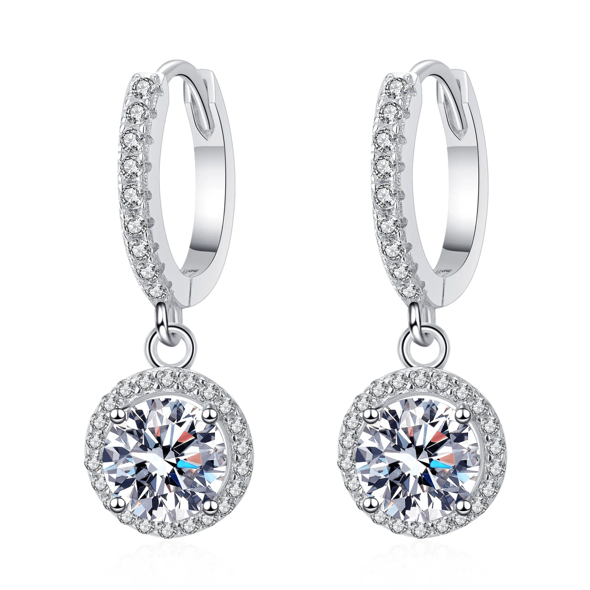 Boucles d'oreilles FĂ©erie Callista en Argent Sterling 925 - Diamant Moissanite 1 Carat đ