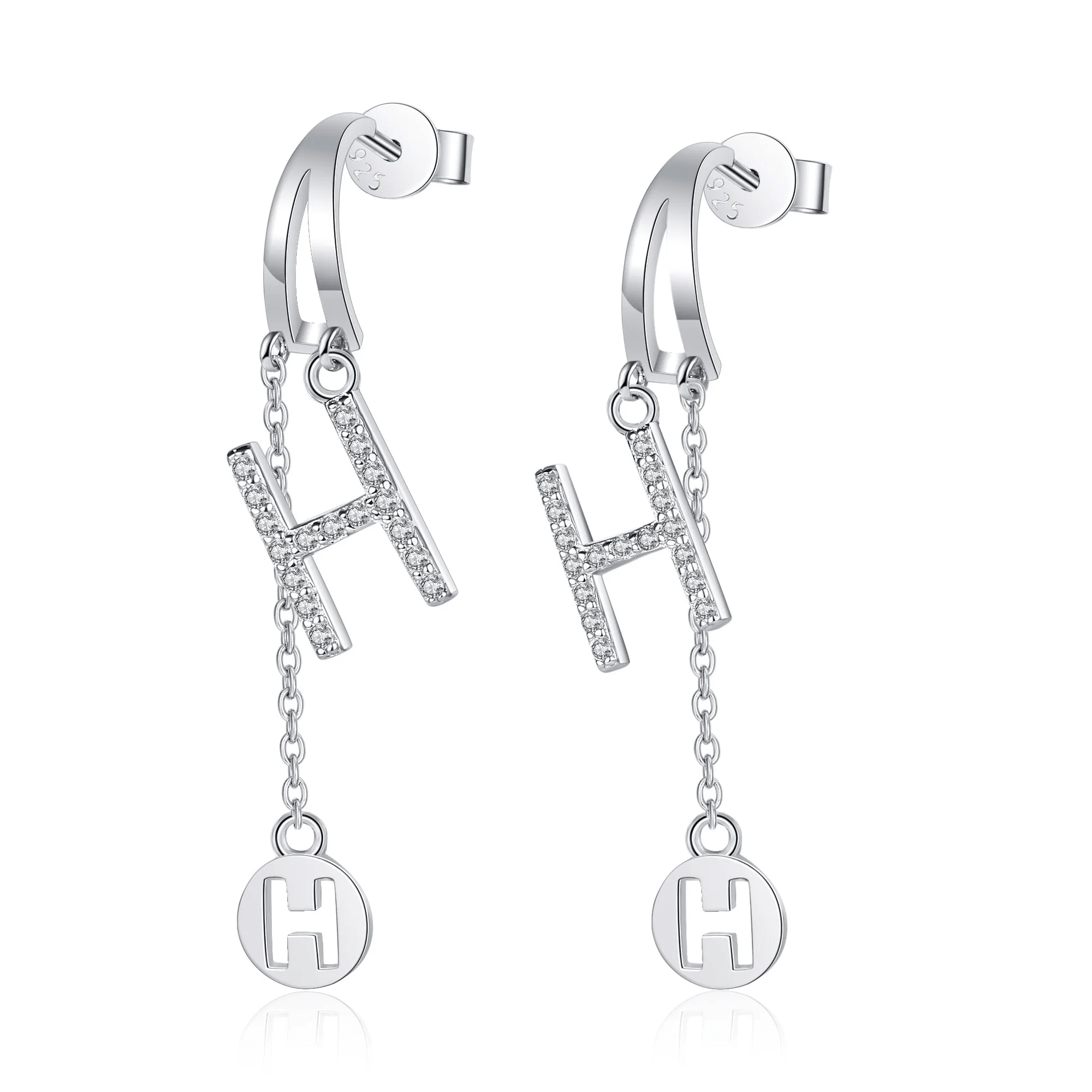 Boucles d'oreilles pendante H en Argent Sterling 925 Loriele™
