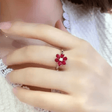 Bague Fleure De Ruby Ecarlate - Crystal Swarovski 🌺💎