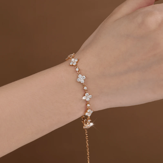 Bracelet Trèfle Cristal d'Etoile – Diamant Moissanite 1 Carat 💎