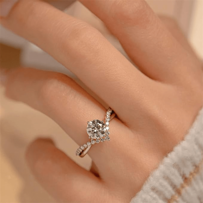 Bague Solitaire Lueur de perle En Argent Sterling 925 - Diamant Moissanite 1 Carat 💎