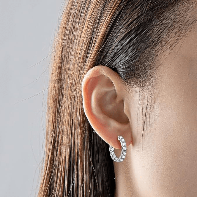 Boucles d'oreilles Créoles Diane Cristalline - Diamant Moissanite 1 Carat 💎
