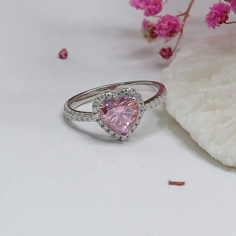 Bague Halo Cœur de Princesse En Argent Sterling 925 - Diamant Moissanite 1 Carat 💎