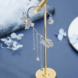 Clips d’oreilles Papillon à fleur pendante 🌺🦋 - Zircone Cubique 💎 x2