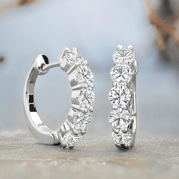 Boucles d'oreilles Créoles Cléa Cristal - Diamant Moissanite 1 Carat 💎