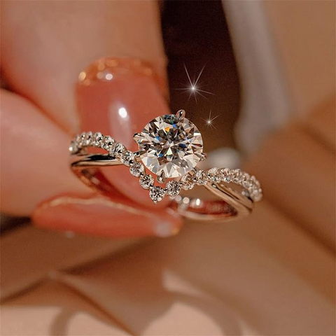 Bague Solitaire Lueur de perle En Argent Sterling 925 - Diamant Moissanite 1 Carat 💎
