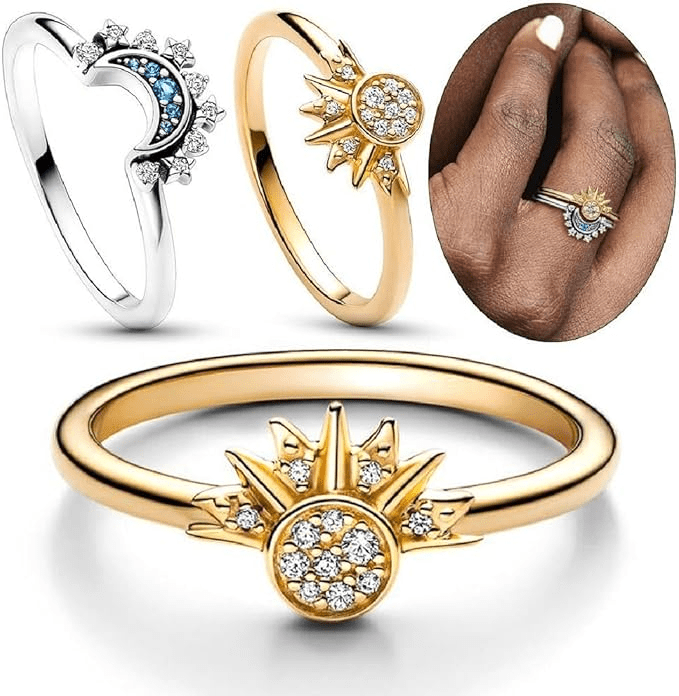 Bagues de promesse Éclipse 🔮🌟 Or & Argent