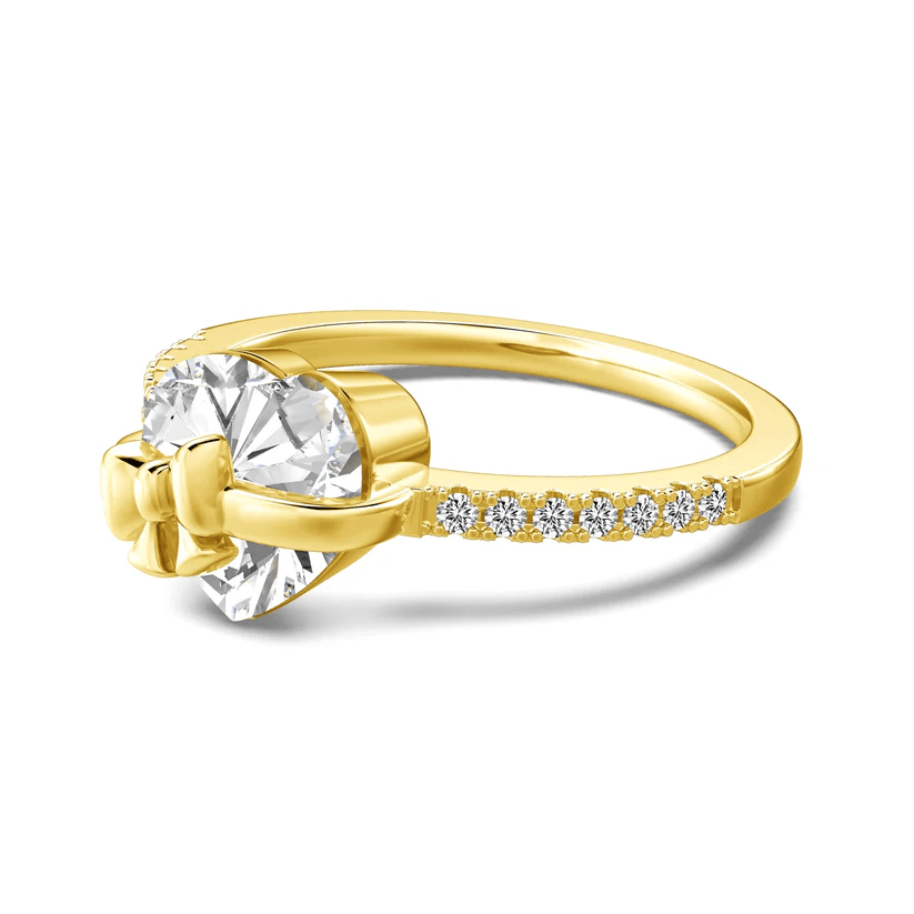 Bague Ruban Cœur de Cristal - Diamant Moissanite 1 Carat 💎