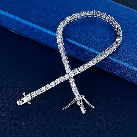 Bracelet Léonora Lapis en Argent sterling 925 - Diamant Moissanite 1 Carat 💎