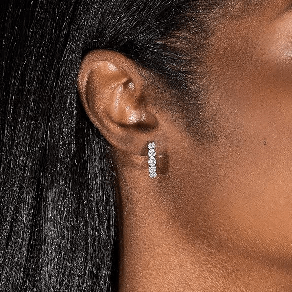 Boucles d'oreilles Créoles Cléa Cristal - Diamant Moissanite 1 Carat 💎