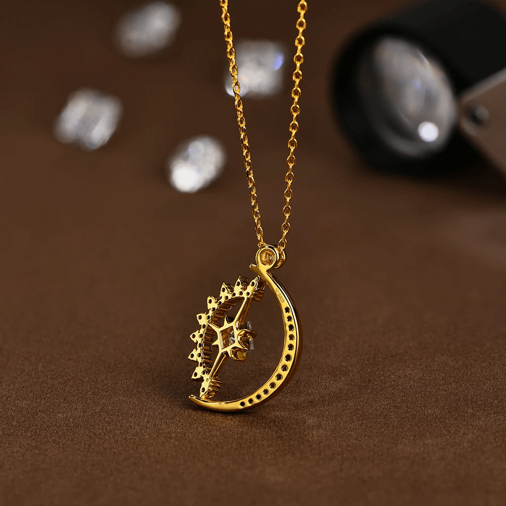 Collier Or Rayon d’Hélios 18ct - Diamant Moissanite 1 Carats💎Loriele™