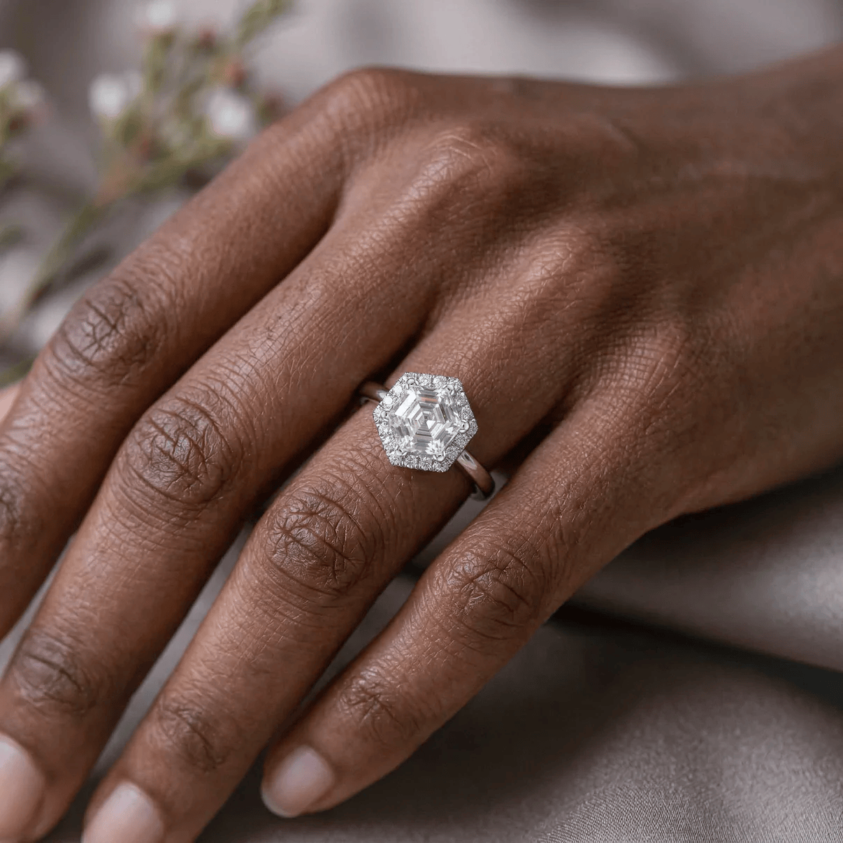 Bague Cristal Hexagonal - Diamant Moissanite💎