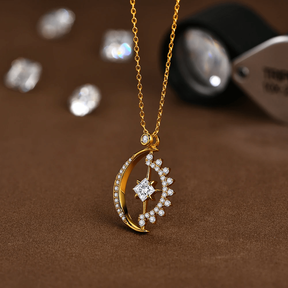 Collier Or Rayon d’Hélios 18ct - Diamant Moissanite 1 Carats💎Loriele™