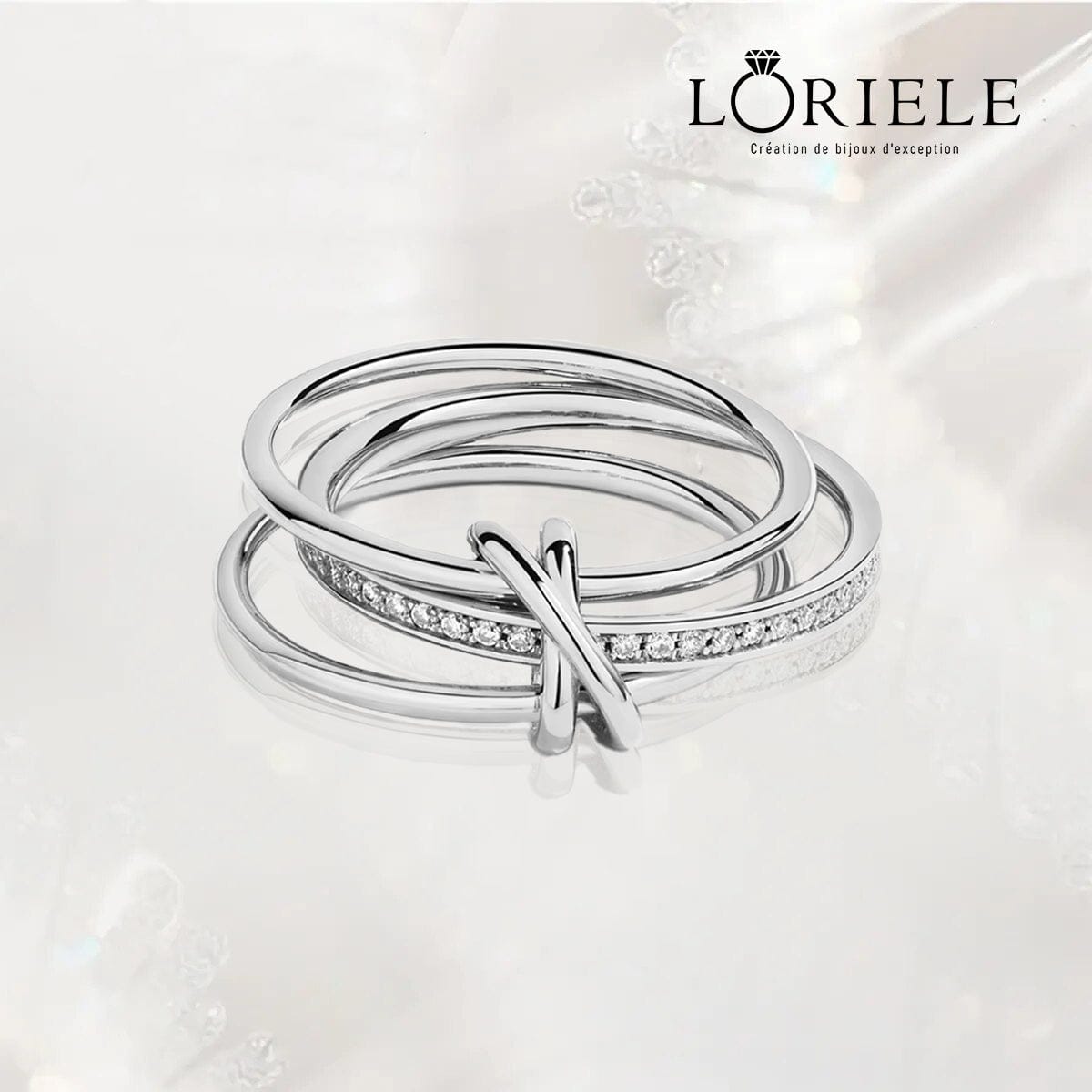 Anneaux Tournante Triptyque - Pavage Moissanite 💎