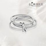 Anneaux Tournante Triptyque - Pavage Moissanite 💎