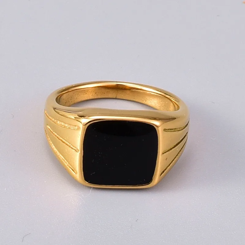 Bague unisexe Plateau noir - Galet d'onix ⬛