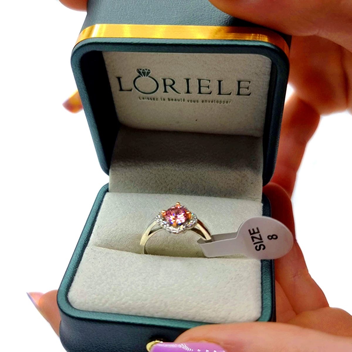 Bague Halo Rosée de l'Aube En Argent Sterling 925 - Diamant Moissanite 1 Carat 💎