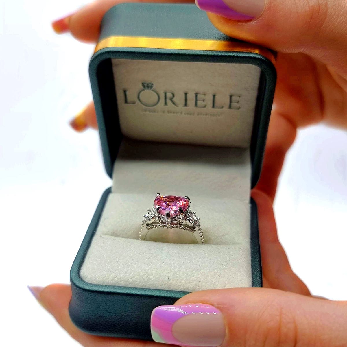 Bague à 3 pierres Lueur de Cœur En Argent Sterling 925 - Diamant Moissanite 1 Carat 💎