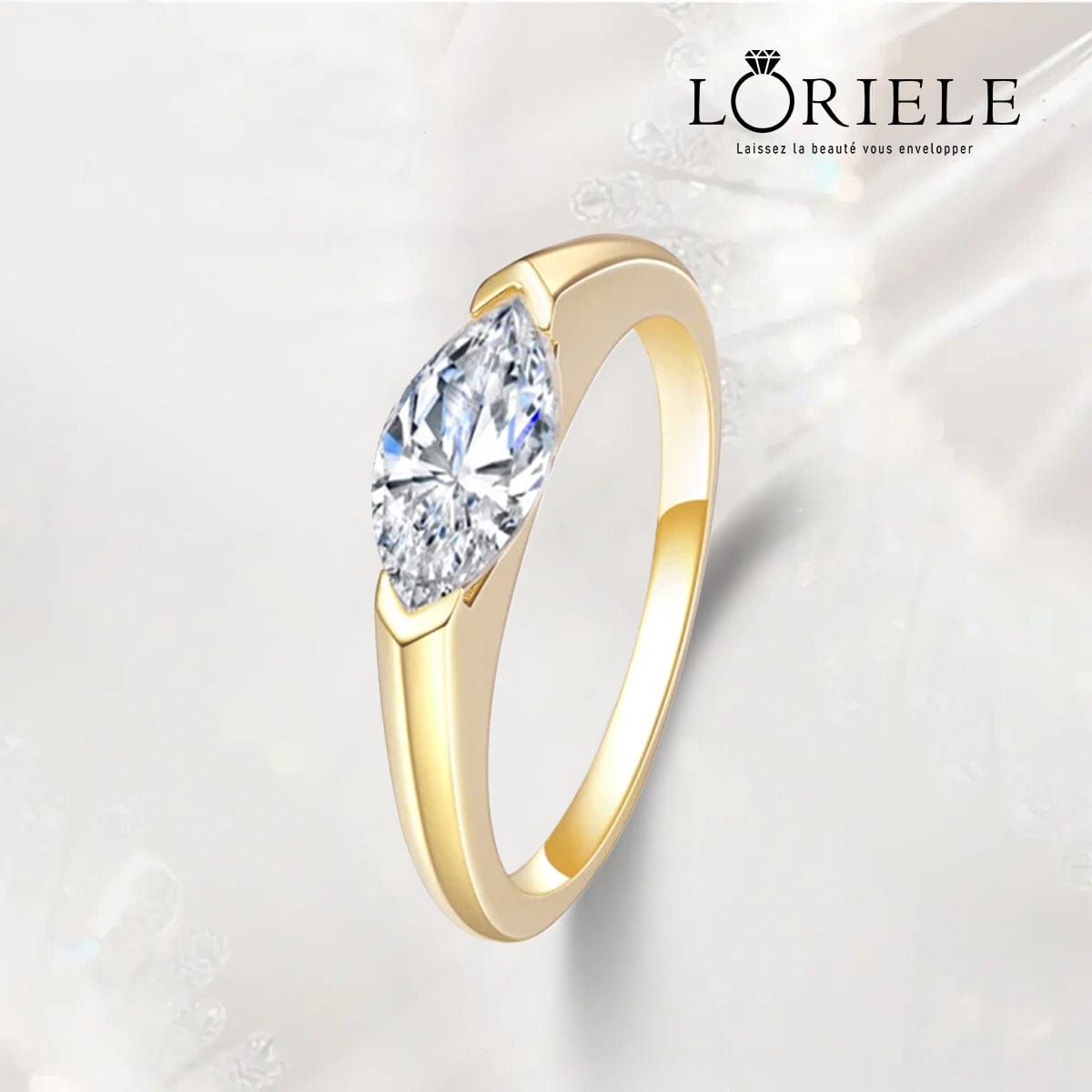 Bague Éclat Marquise Plaqué Or 18 Carats- Diamant Moissanite Rouge 1 Carat 💎