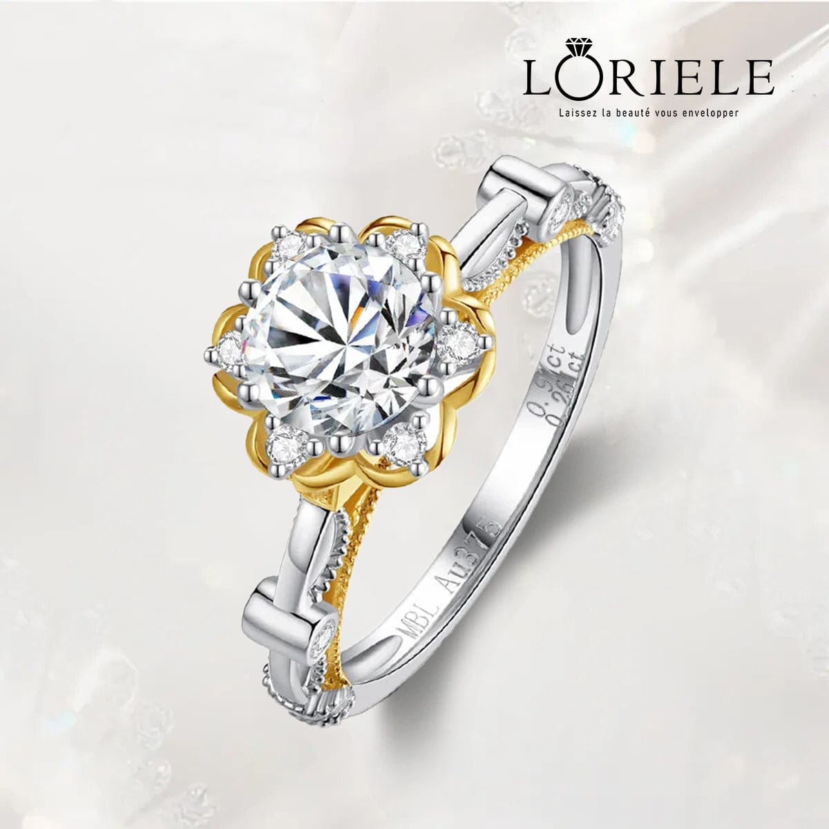 Bague Halo Dahlia Royale en Argent Sterling 925- Diamant Moissanite 1 Carat 💎